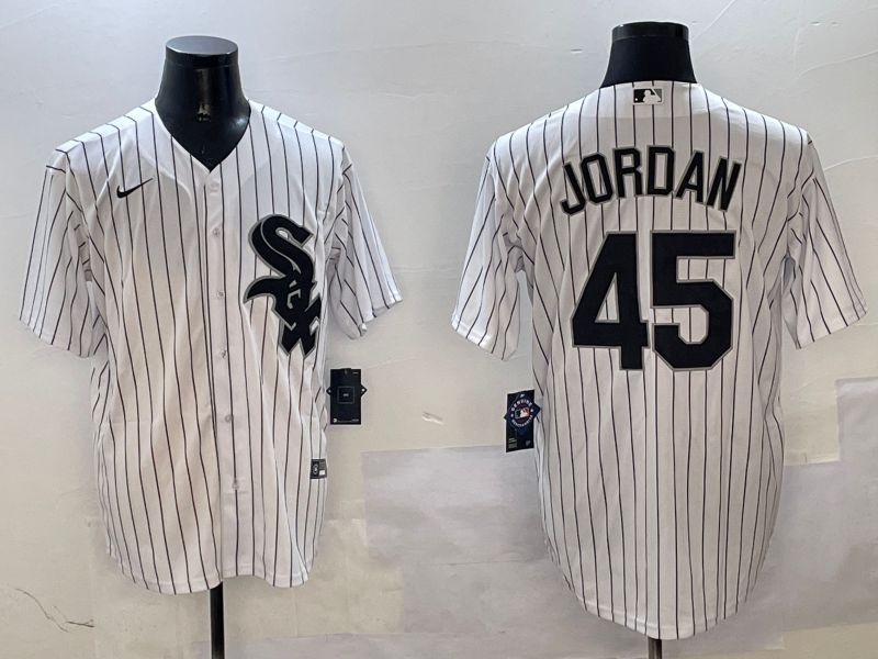 Men Chicago White Sox #45 Jordan White Stripe Game 2025 Nike MLB Jersey style 1